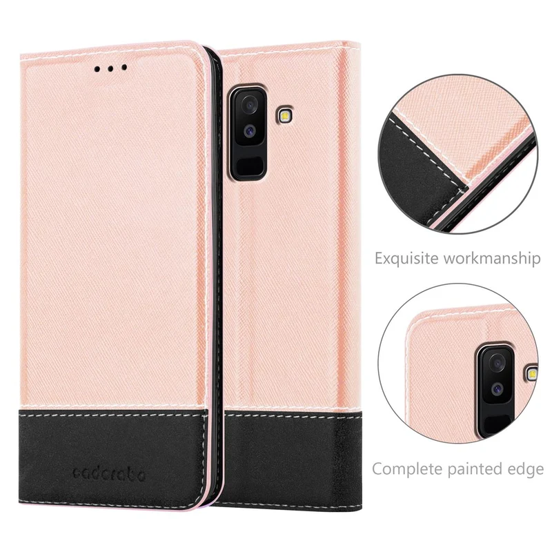 Cadorabo Hülle kompatibel mit Samsung Galaxy A6 PLUS 2018 Schutzhülle mit Magnetverschluss, Standfunktion und Kartenfach