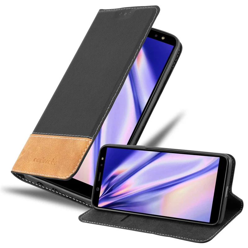 Cadorabo Hülle kompatibel mit Samsung Galaxy A6 2018 Schutzhülle mit Magnetverschluss, Standfunktion und Kartenfach