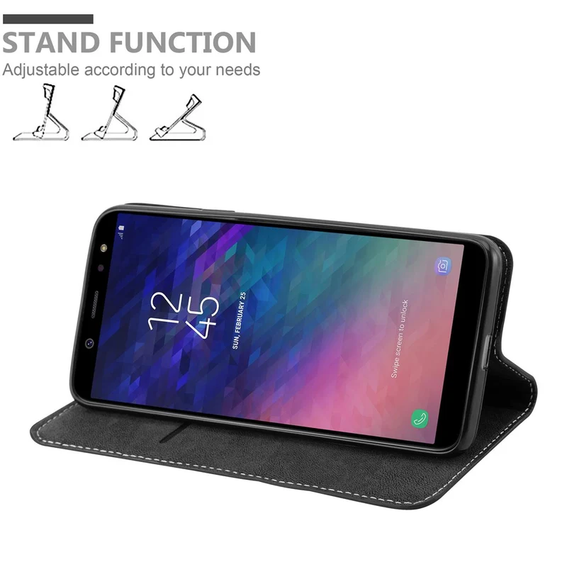 Cadorabo Hülle kompatibel mit Samsung Galaxy A6 2018 Schutzhülle mit Magnetverschluss, Standfunktion und Kartenfach