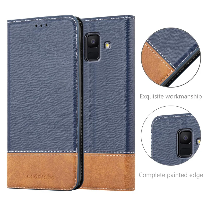 Cadorabo Hülle kompatibel mit Samsung Galaxy A6 2018 Schutzhülle mit Magnetverschluss, Standfunktion und Kartenfach