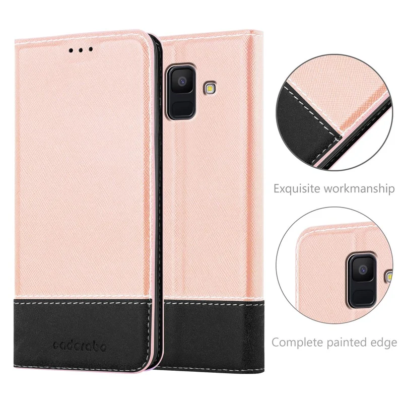 Cadorabo Hülle kompatibel mit Samsung Galaxy A6 2018 Schutzhülle mit Magnetverschluss, Standfunktion und Kartenfach