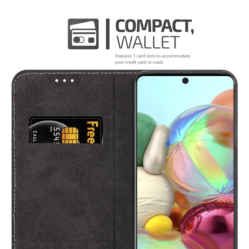 Cadorabo Hülle kompatibel mit Samsung Galaxy A71 4G Schutzhülle mit Magnetverschluss, Standfunktion und Kartenfach