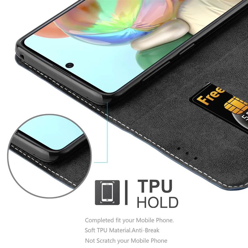 Cadorabo Hülle kompatibel mit Samsung Galaxy A71 4G Schutzhülle mit Magnetverschluss, Standfunktion und Kartenfach