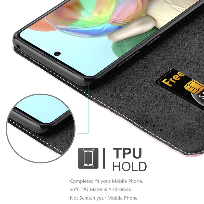 Cadorabo Hülle kompatibel mit Samsung Galaxy A71 4G Schutzhülle mit Magnetverschluss, Standfunktion und Kartenfach