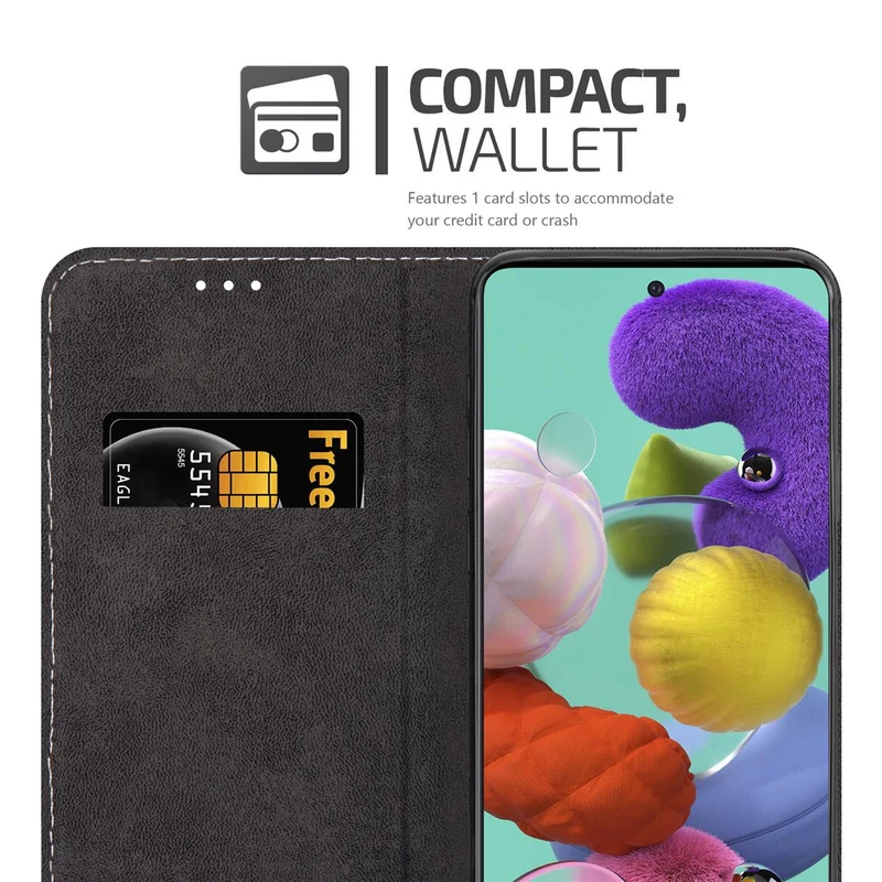 Cadorabo Hülle kompatibel mit Samsung Galaxy A51 4G / M40s Schutzhülle mit Magnetverschluss, Standfunktion und Kartenfach