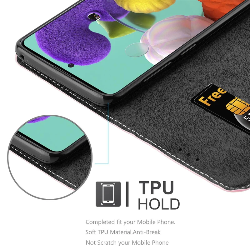 Cadorabo Hülle kompatibel mit Samsung Galaxy A51 4G / M40s Schutzhülle mit Magnetverschluss, Standfunktion und Kartenfach