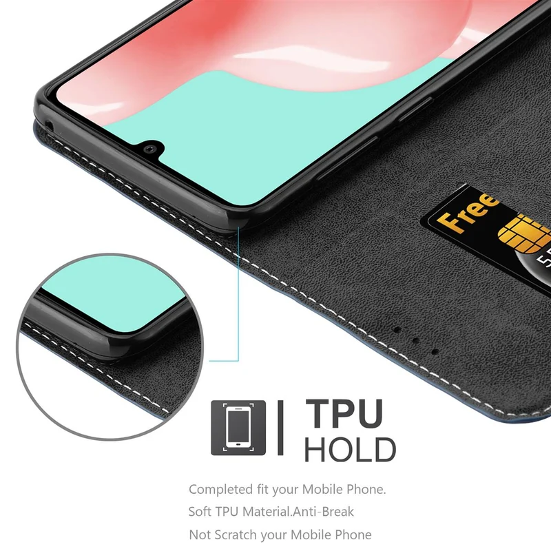 Cadorabo Hülle kompatibel mit Samsung Galaxy A41 Schutzhülle mit Magnetverschluss, Standfunktion und Kartenfach