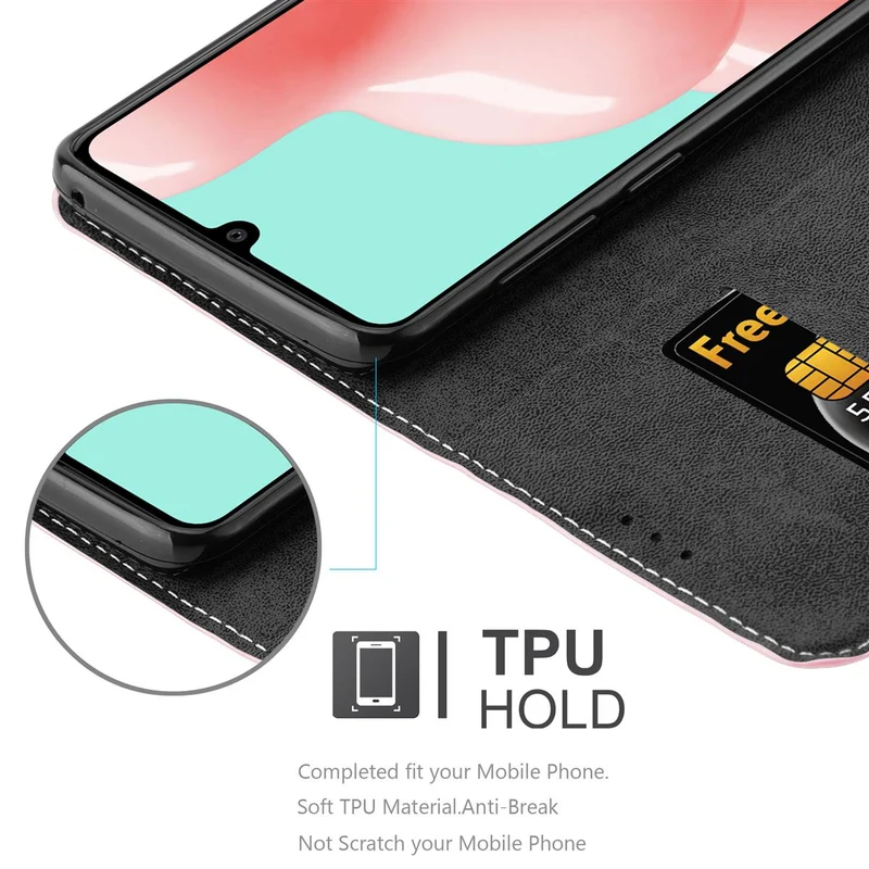 Cadorabo Hülle kompatibel mit Samsung Galaxy A41 Schutzhülle mit Magnetverschluss, Standfunktion und Kartenfach