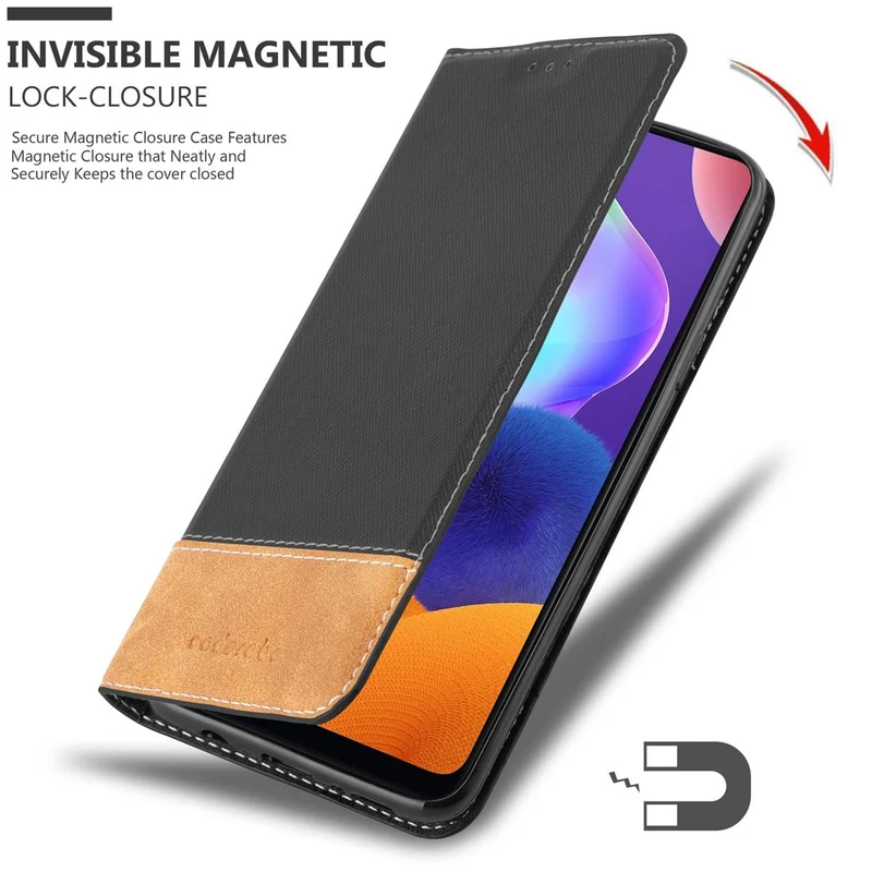 Cadorabo Hülle kompatibel mit Samsung Galaxy A31 Schutzhülle mit Magnetverschluss, Standfunktion und Kartenfach