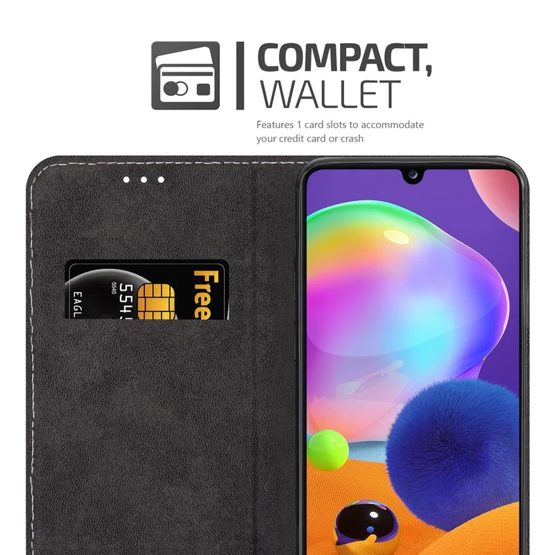 Cadorabo Hülle kompatibel mit Samsung Galaxy A31 Schutzhülle mit Magnetverschluss, Standfunktion und Kartenfach