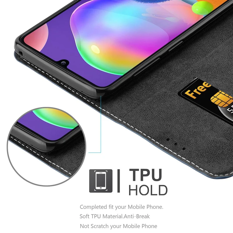 Cadorabo Hülle kompatibel mit Samsung Galaxy A31 Schutzhülle mit Magnetverschluss, Standfunktion und Kartenfach