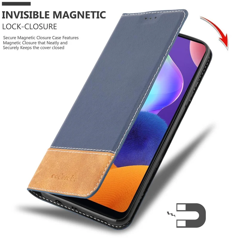 Cadorabo Hülle kompatibel mit Samsung Galaxy A31 Schutzhülle mit Magnetverschluss, Standfunktion und Kartenfach