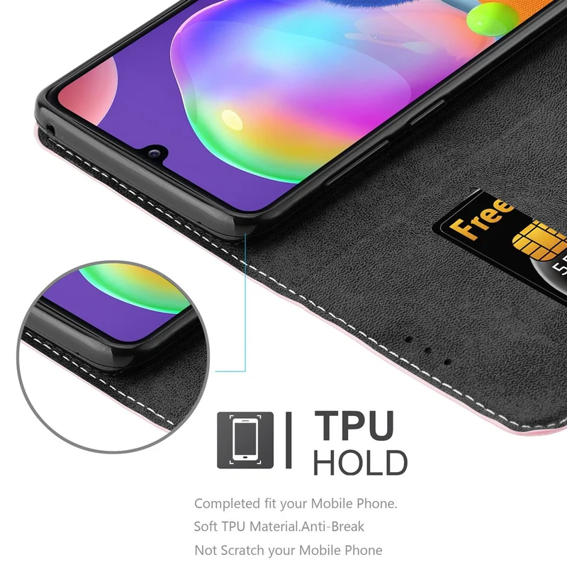 Cadorabo Hülle kompatibel mit Samsung Galaxy A31 Schutzhülle mit Magnetverschluss, Standfunktion und Kartenfach
