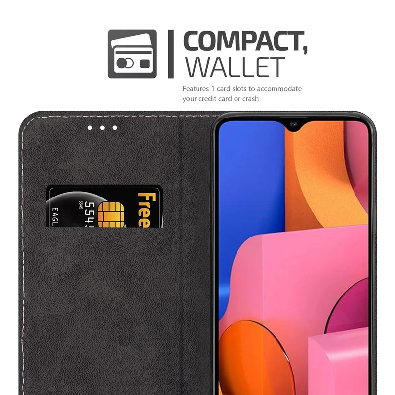 Cadorabo Hülle kompatibel mit Samsung Galaxy A20s Schutzhülle mit Magnetverschluss, Standfunktion und Kartenfach