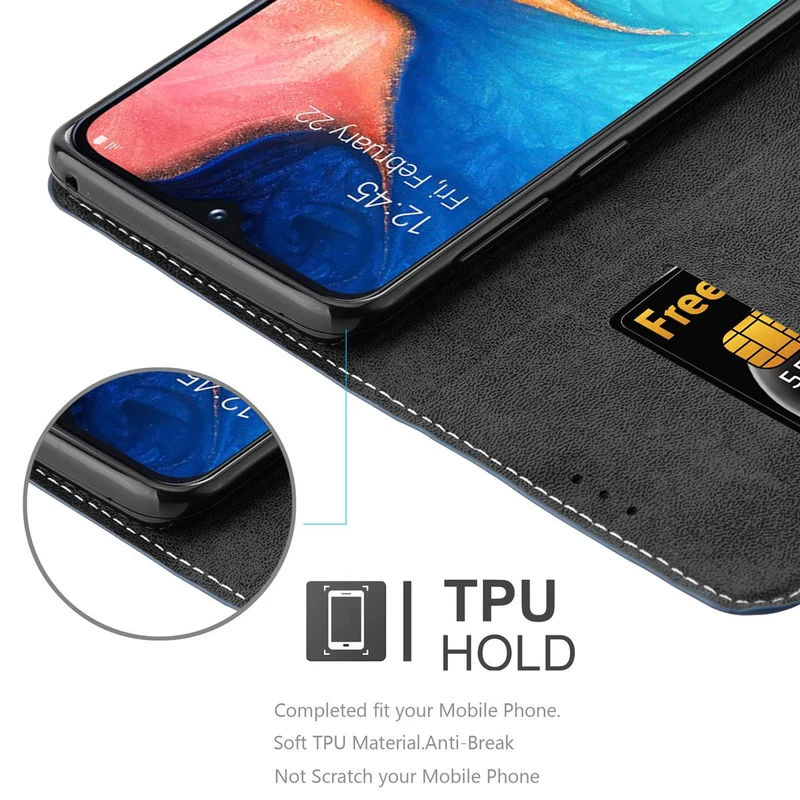 Cadorabo Hülle kompatibel mit Samsung Galaxy A10e / A20e Schutzhülle mit Magnetverschluss, Standfunktion und Kartenfach