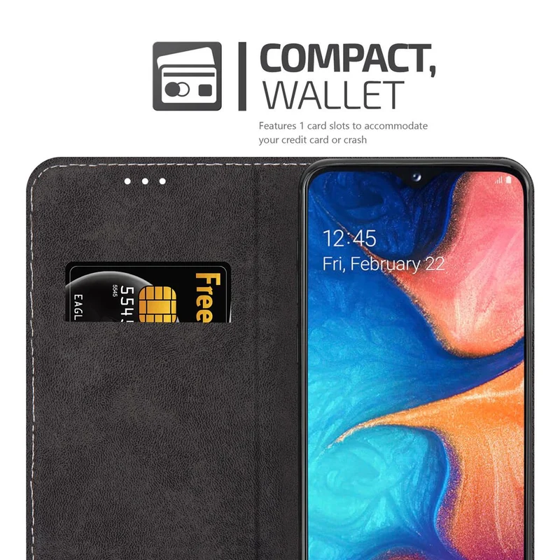 Cadorabo Hülle kompatibel mit Samsung Galaxy A10e / A20e Schutzhülle mit Magnetverschluss, Standfunktion und Kartenfach