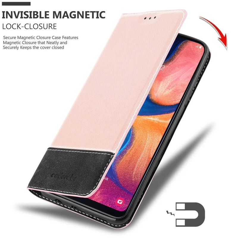 Cadorabo Hülle kompatibel mit Samsung Galaxy A10e / A20e Schutzhülle mit Magnetverschluss, Standfunktion und Kartenfach