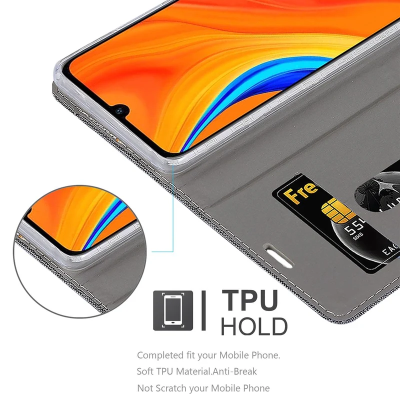 Cadorabo Hülle kompatibel mit Huawei Y6S Schutzhülle mit Magnetverschluss, Standfunktion und Kartenfach