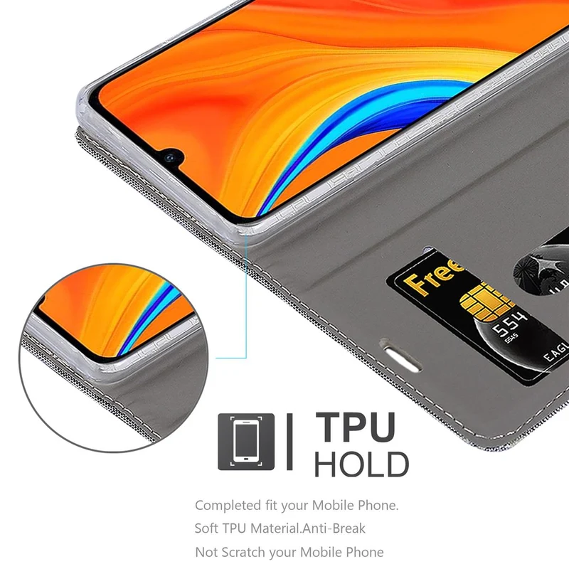 Cadorabo Hülle kompatibel mit Huawei Y6S Schutzhülle mit Magnetverschluss, Standfunktion und Kartenfach