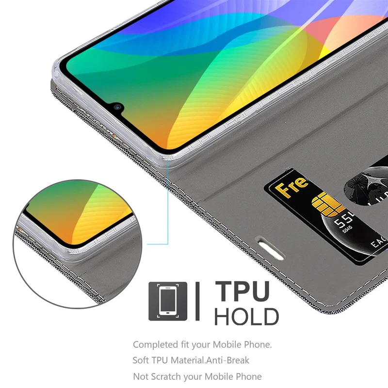 Cadorabo Hülle kompatibel mit Huawei Y6P Schutzhülle mit Magnetverschluss, Standfunktion und Kartenfach