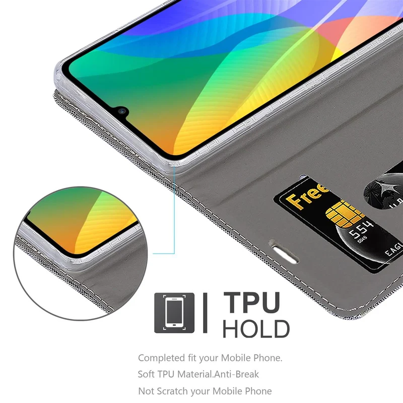 Cadorabo Hülle kompatibel mit Huawei Y6P Schutzhülle mit Magnetverschluss, Standfunktion und Kartenfach
