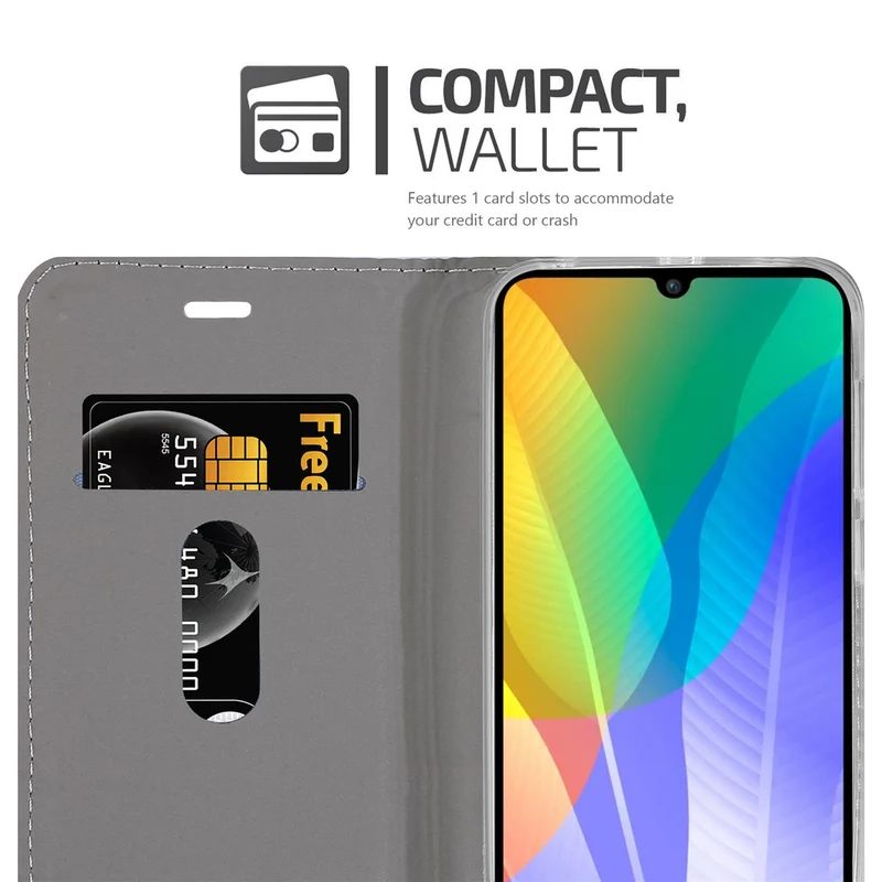 Cadorabo Hülle kompatibel mit Huawei Y6P Schutzhülle mit Magnetverschluss, Standfunktion und Kartenfach