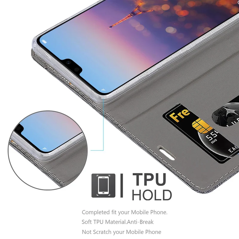 Cadorabo Hülle kompatibel mit Huawei P20 PRO / P20 PLUS Schutzhülle mit Magnetverschluss, Standfunktion und Kartenfach