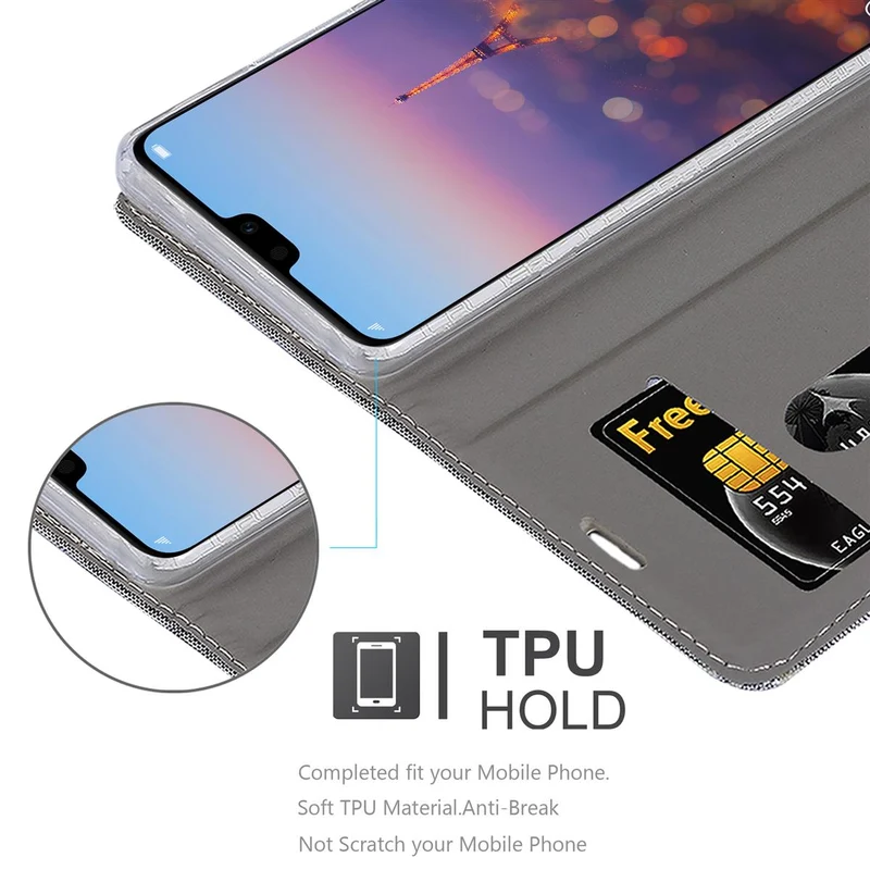 Cadorabo Hülle kompatibel mit Huawei P20 PRO / P20 PLUS Schutzhülle mit Magnetverschluss, Standfunktion und Kartenfach