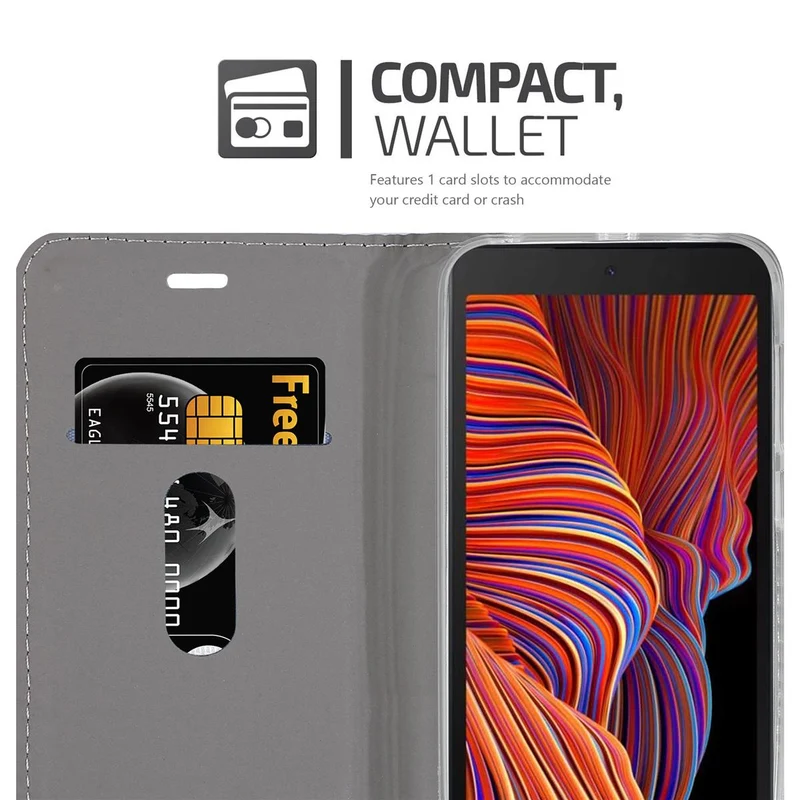Cadorabo Hülle kompatibel mit Samsung Galaxy XCover 5 Schutzhülle mit Magnetverschluss, Standfunktion und Kartenfach