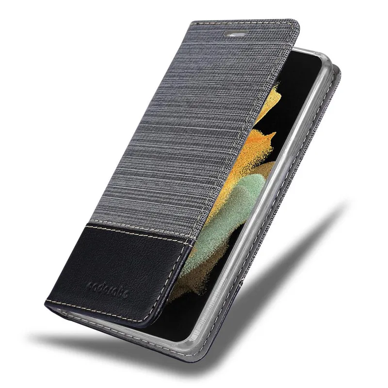 Cadorabo Hülle kompatibel mit Samsung Galaxy S21 ULTRA Schutzhülle mit Magnetverschluss, Standfunktion und Kartenfach
