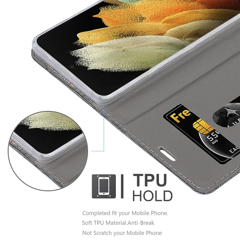 Cadorabo Hülle kompatibel mit Samsung Galaxy S21 ULTRA Schutzhülle mit Magnetverschluss, Standfunktion und Kartenfach