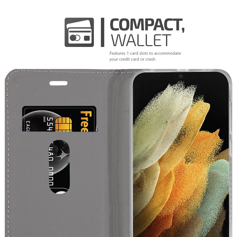Cadorabo Hülle kompatibel mit Samsung Galaxy S21 ULTRA Schutzhülle mit Magnetverschluss, Standfunktion und Kartenfach