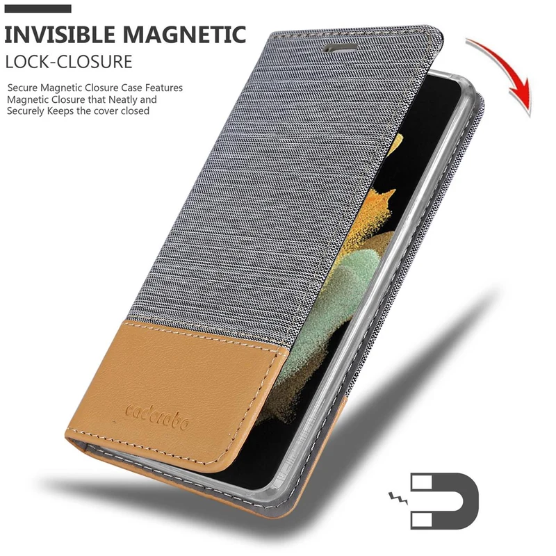 Cadorabo Hülle kompatibel mit Samsung Galaxy S21 ULTRA Schutzhülle mit Magnetverschluss, Standfunktion und Kartenfach