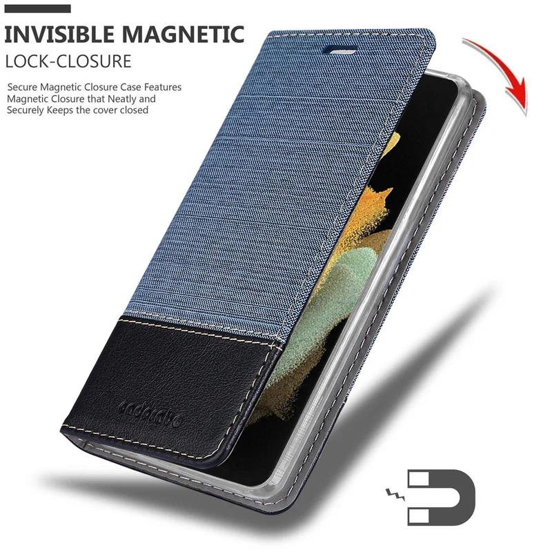Cadorabo Hülle kompatibel mit Samsung Galaxy S21 ULTRA Schutzhülle mit Magnetverschluss, Standfunktion und Kartenfach