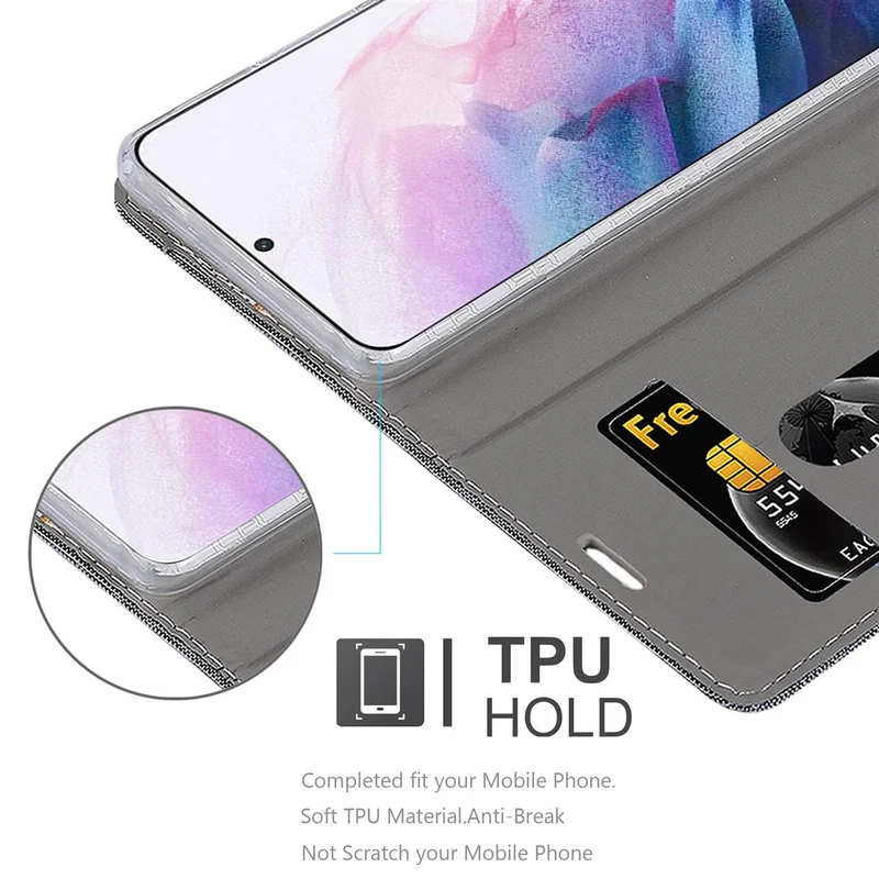 Cadorabo Hülle kompatibel mit Samsung Galaxy S21 PLUS Schutzhülle mit Magnetverschluss, Standfunktion und Kartenfach