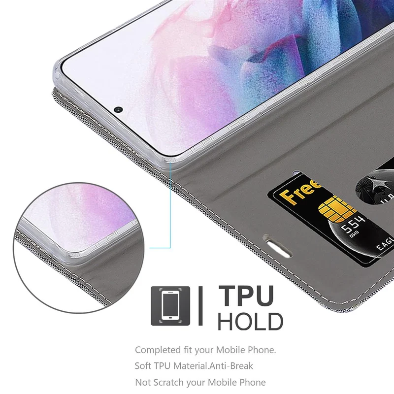 Cadorabo Hülle kompatibel mit Samsung Galaxy S21 PLUS Schutzhülle mit Magnetverschluss, Standfunktion und Kartenfach