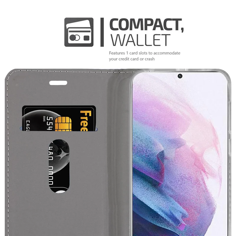 Cadorabo Hülle kompatibel mit Samsung Galaxy S21 PLUS Schutzhülle mit Magnetverschluss, Standfunktion und Kartenfach