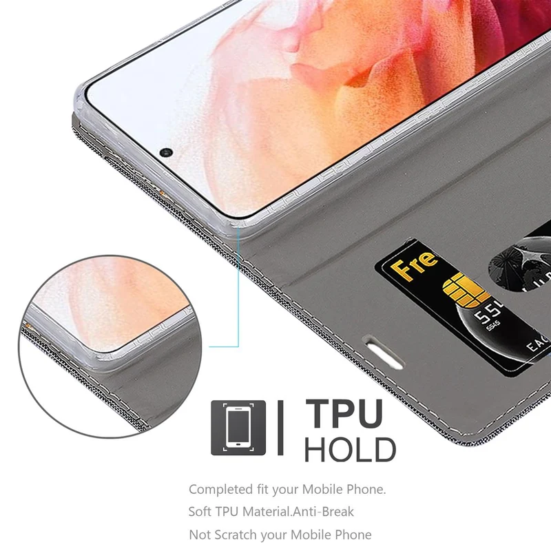 Cadorabo Hülle kompatibel mit Samsung Galaxy S21 5G Schutzhülle mit Magnetverschluss, Standfunktion und Kartenfach
