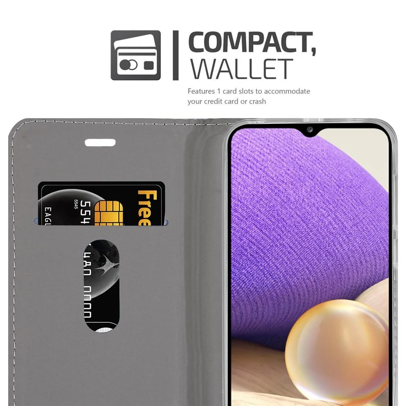 Cadorabo Hülle kompatibel mit Samsung Galaxy A32 4G Schutzhülle mit Magnetverschluss, Standfunktion und Kartenfach