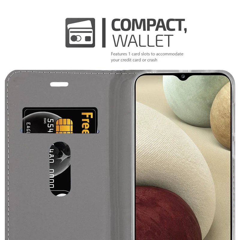 Cadorabo Hülle kompatibel mit Samsung Galaxy A12 / M12 Schutzhülle mit Magnetverschluss, Standfunktion und Kartenfach