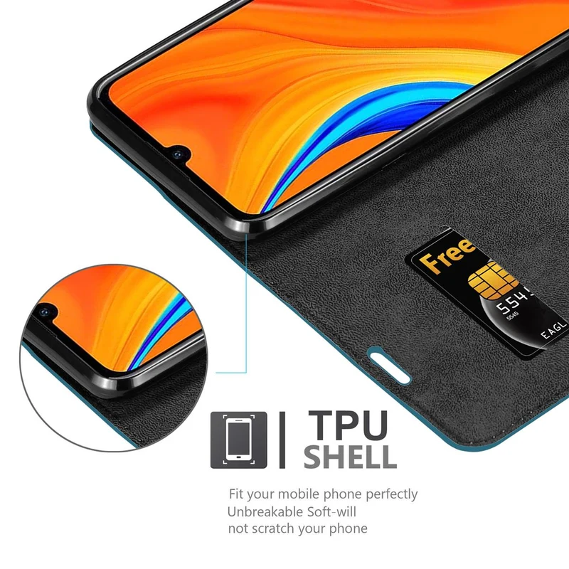 Cadorabo Hülle kompatibel mit Huawei Y6S Schutzhülle mit Magnetverschluss, Standfunktion und Kartenfach