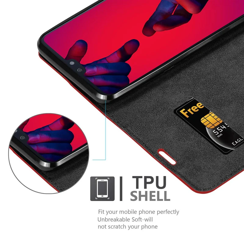 Cadorabo Hülle kompatibel mit Huawei P20 PRO / P20 PLUS Schutzhülle mit Magnetverschluss, Standfunktion und Kartenfach