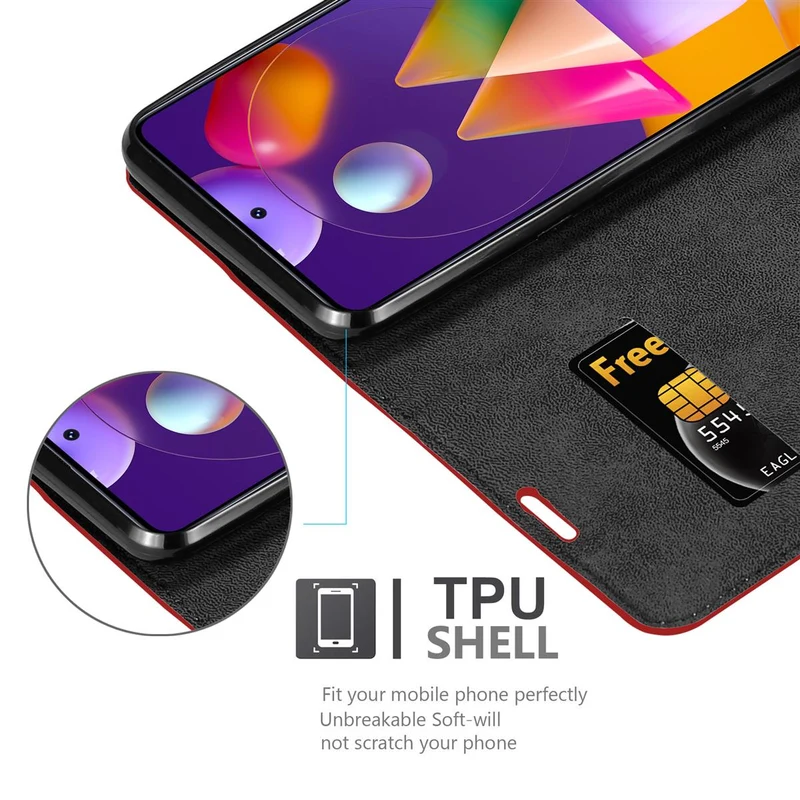 Cadorabo Hülle kompatibel mit Samsung Galaxy M31s Schutzhülle mit Magnetverschluss, Standfunktion und Kartenfach