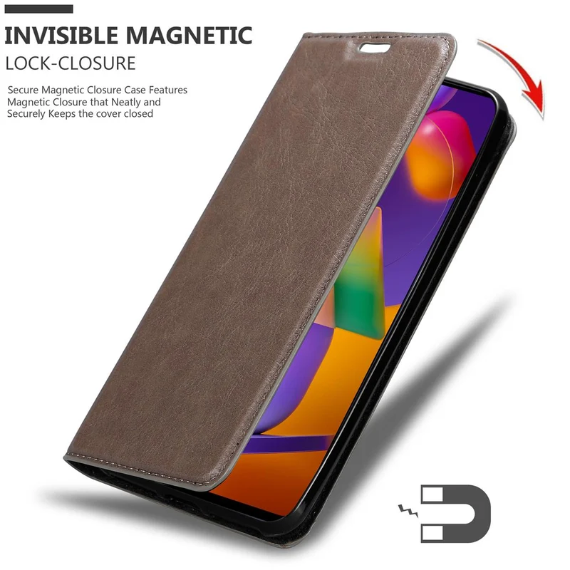 Cadorabo Hülle kompatibel mit Samsung Galaxy M31s Schutzhülle mit Magnetverschluss, Standfunktion und Kartenfach