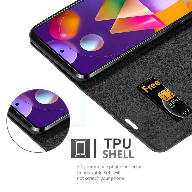 Cadorabo Hülle kompatibel mit Samsung Galaxy M31s Schutzhülle mit Magnetverschluss, Standfunktion und Kartenfach