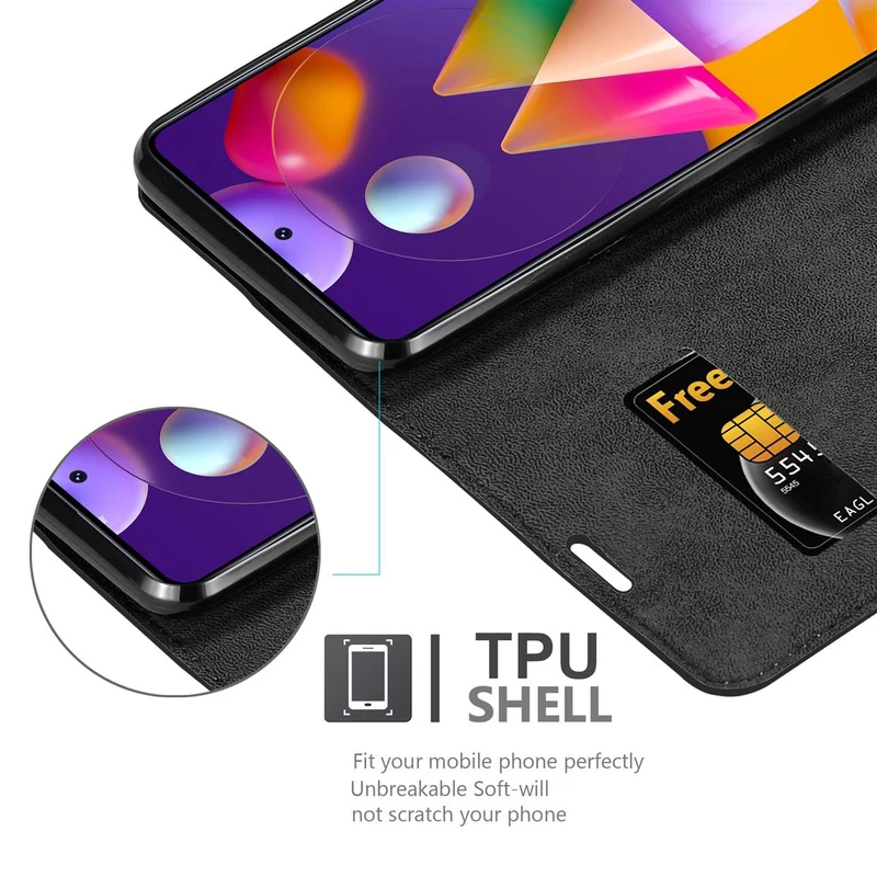 Cadorabo Hülle kompatibel mit Samsung Galaxy M31s Schutzhülle mit Magnetverschluss, Standfunktion und Kartenfach