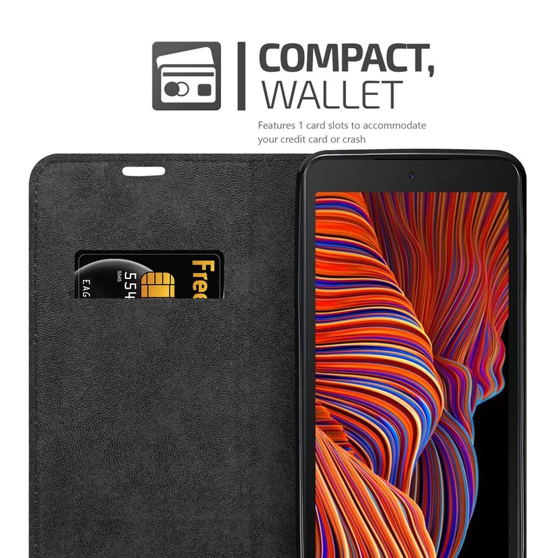 Cadorabo Hülle kompatibel mit Samsung Galaxy XCover 5 Schutzhülle mit Magnetverschluss, Standfunktion und Kartenfach