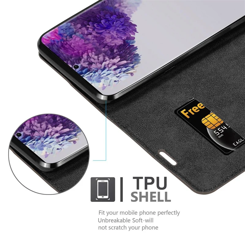 Cadorabo Hülle kompatibel mit Samsung Galaxy S20 ULTRA Schutzhülle mit Magnetverschluss, Standfunktion und Kartenfach