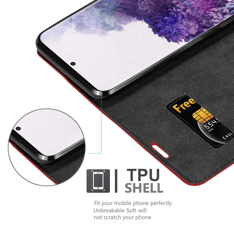 Cadorabo Hülle kompatibel mit Samsung Galaxy S20 PLUS Schutzhülle mit Magnetverschluss, Standfunktion und Kartenfach