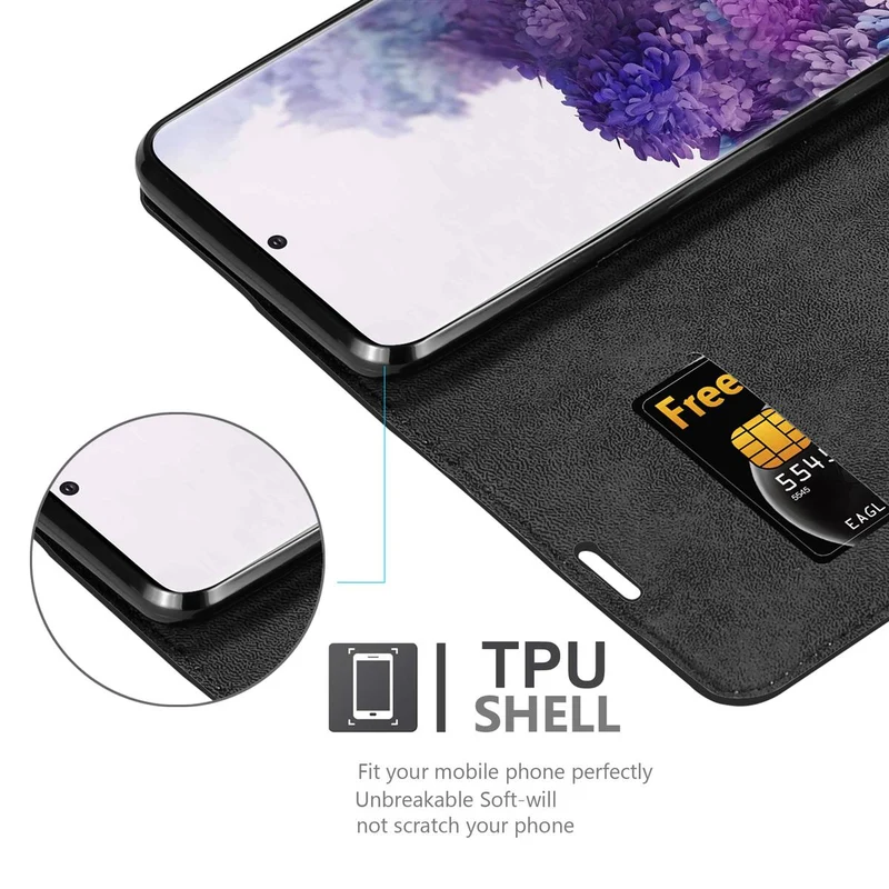 Cadorabo Hülle kompatibel mit Samsung Galaxy S20 PLUS Schutzhülle mit Magnetverschluss, Standfunktion und Kartenfach